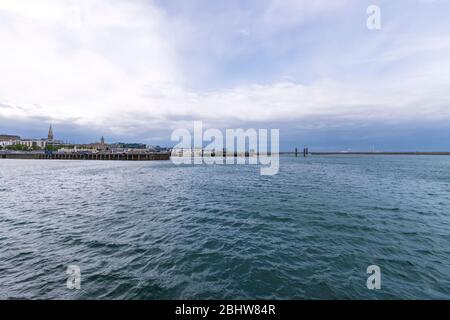 Aerial view of sailing ships and yachts in Dun Laoghaire marina harbour, Ireland Stock Photo