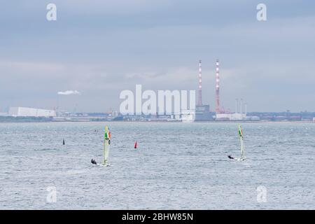 Aerial view of sailing ships and yachts in Dun Laoghaire marina harbour, Ireland Stock Photo