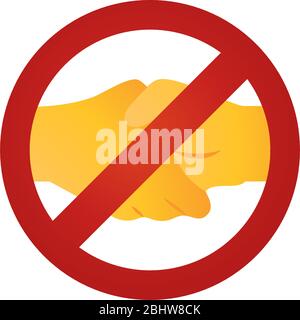 forbidden handshaking icon over white background, flat style, vector ...