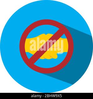 forbidden sign with handshacking icon over white background, gradient ...