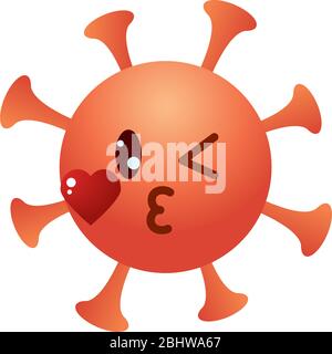 Emoji coronavirus concept, emoji coronavirus blowing a kiss over white background, gradient style, vector illustration Stock Vector