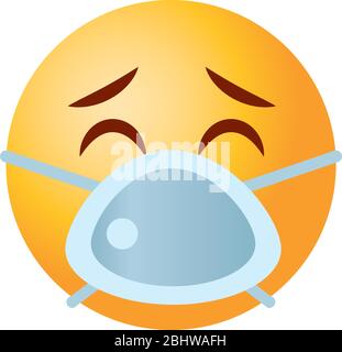 Emojis coronavirus concept, emoji wearing a mouth mask icon over white background, gradient style, vector illustration Stock Vector