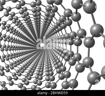 Isolated illustration of carbon nanotube on white background Stock ...