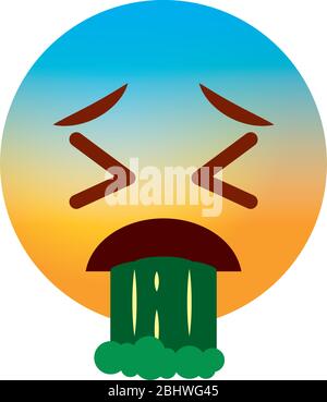 Emojis coronavirus concept, vomiting emoji icon over white background, gradient style, vector illustration Stock Vector