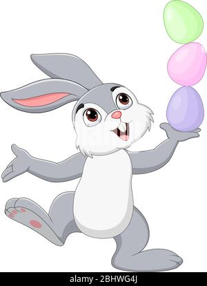 Cartoon little bunny with Easter eggs Stock Vector