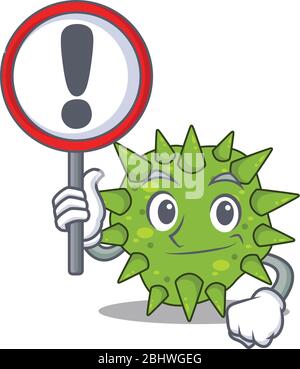 An icon of vibrio cholerae cartoon design style with a sign board Stock Vector