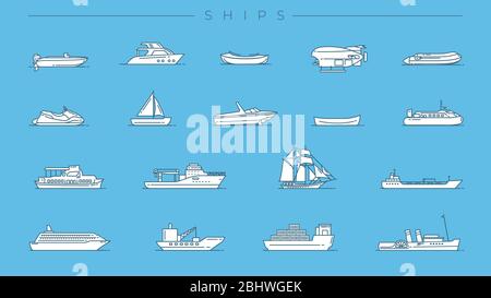 Ships concept line style vector icons set Stock Vector Image & Art - Alamy