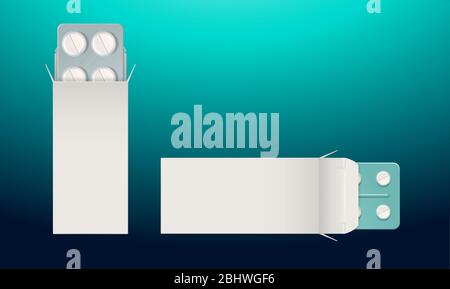 mock up illustration of medicine tablet on abstract background Stock Vector