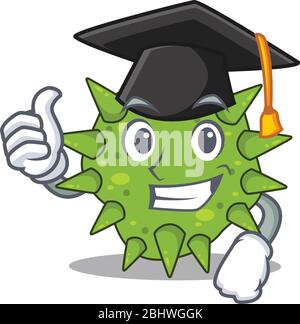 Happy face of vibrio cholerae in black graduation hat for the ceremony Stock Vector