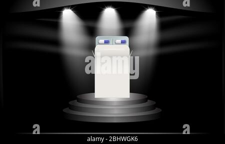 mock up illustration of medicine pill on winner stage background Stock Vector