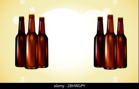 mock up illustration of beer bottle on abstract background Stock Vector