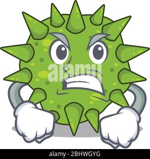 Mascot design concept of vibrio cholerae with angry face Stock Vector