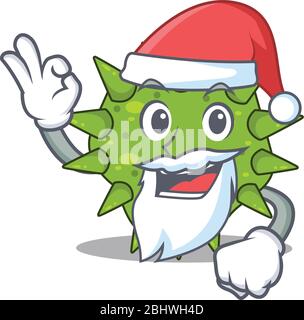 Vibrio cholerae Santa cartoon character with cute ok finger Stock Vector