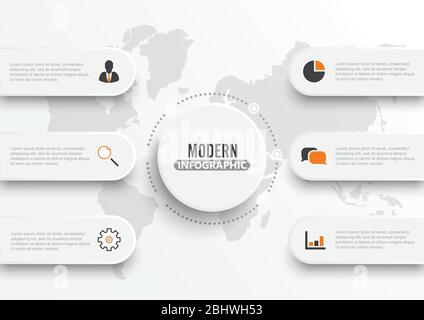 Business data visualization. Process chart. Abstract elements of graph, diagram with steps, options, parts or processes. Vector business template for Stock Vector