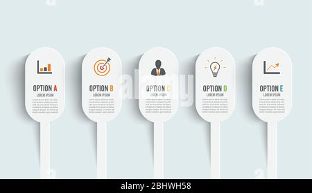 Vector illustration infographics 5 options. Template for brochure, business, web design. Stock Vector