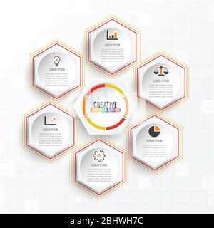 Vector illustration infographics 6 options. Template for brochure, business, web design Stock Vector