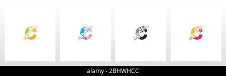 Eroded Particle On Letter Logo Design C Stock Vector