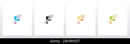 Eroded Particle On Letter Logo Design F Stock Vector