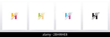 Eroded Particle On Letter Logo Design H Stock Vector