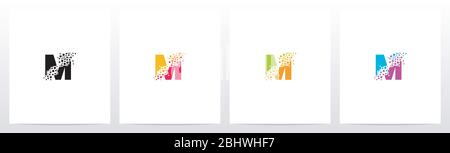 Eroded Particle On Letter Logo Design M Stock Vector
