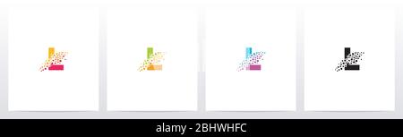 Eroded Particle On Letter Logo Design L Stock Vector