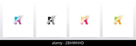 Eroded Particle On Letter Logo Design R Stock Vector