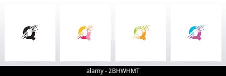 Eroded Particle On Letter Logo Design Q Stock Vector