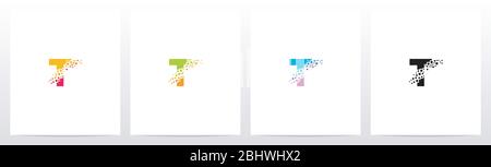 Eroded Particle On Letter Logo Design T Stock Vector