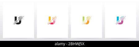 Eroded Particle On Letter Logo Design U Stock Vector