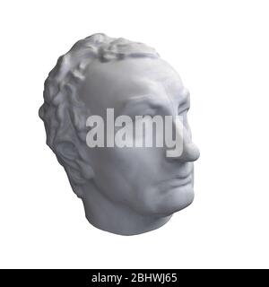Concept illustration of classical head bust sculpture from 3D