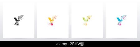 Eroded Particle On Letter Logo Design Y Stock Vector