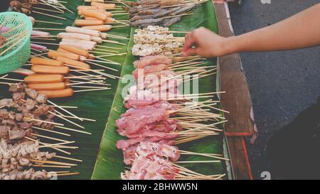 Grilled pork entrails and meat.vegetables and cooked with spices, Named Chinese and Thailand is Ma-La.Food delicious is very popular in northern Thail Stock Photo