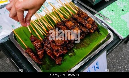 Grilled pork entrails and meat.vegetables and cooked with spices, Named Chinese and Thailand is Ma-La.Food delicious is very popular in northern Thail Stock Photo