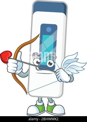 Charming picture of digital thermometer Cupid mascot design concept with arrow and wings Stock Vector