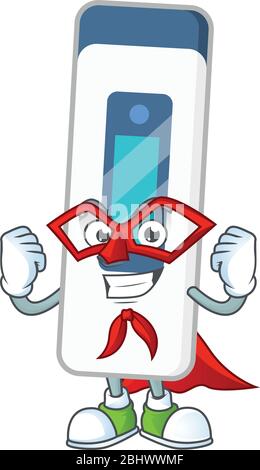 Digital thermometer cartoon design concept dressed as Super hero Stock Vector