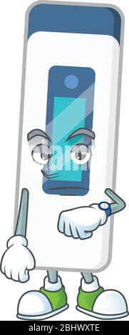 Digital thermometer with waiting gesture cartoon mascot design concept Stock Vector
