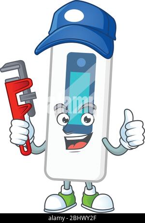 Mascot design concept of digital thermometer work as smart Plumber Stock Vector