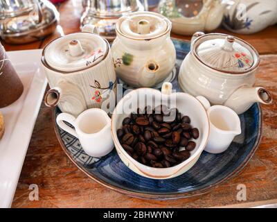 seed coffee in cup with fresh organic Stock Photo