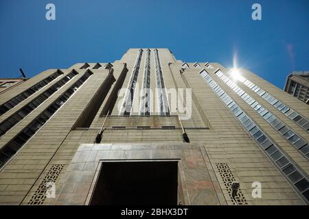 Facade of Mutual Heights art deco building (1940), Cape Town, South Africa Stock Photo