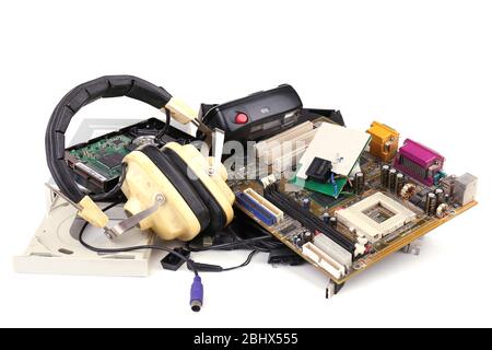 Old technology isolated on white Stock Photo