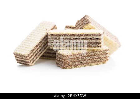 Sweet wafer biscuits isolated on white background. Stock Photo
