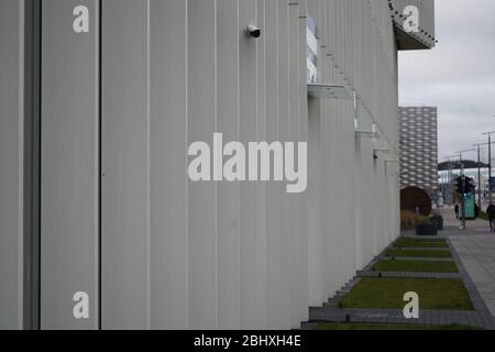 Modern building wall with security camera on it Stock Photo