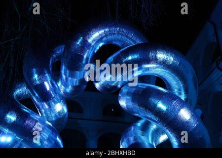 Abstract blue background with circles Stock Photo