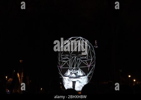 Head made from triangles projected outside Stock Photo
