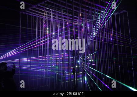 Illumination with many stripes and laser beams Stock Photo