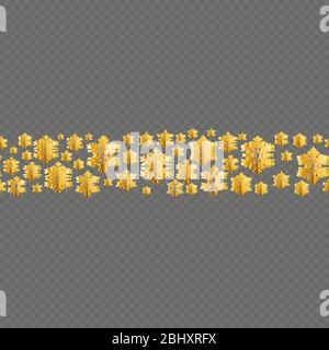 Christmas and New Year seamless border with gold foil snowflakes. EPS 10 Stock Vector