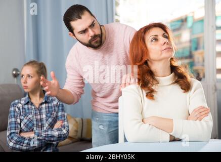 The son-in-law makes claims to the mother-in-law Stock Photo