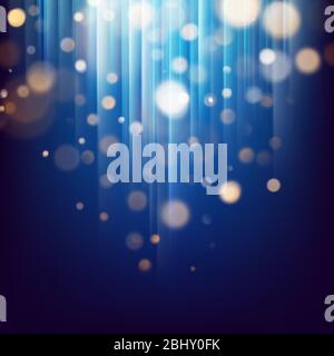 Glitter gold lights abstract particles. Defocused bokeh on dark festive abstract texture. EPS 10 Stock Vector