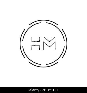 HM Logo Design Vector Template. Initial Circle Letter HM Vector Illustration Stock Vector