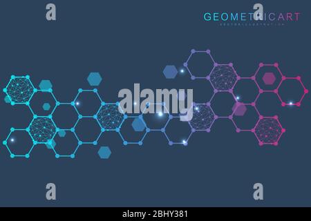 Structure molecule and communication. Dna, atom, neurons. Scientific concept for your design. Connected lines with dots. Medical, technology Stock Vector